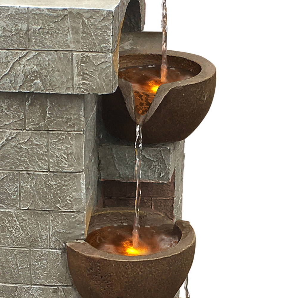 Teamson Home 4-TierLED Solar Powered Wall Waterfall Fountain with 2 Pots and 2 Bowls Image 5