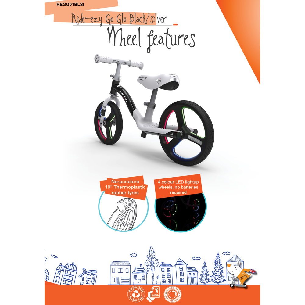 Ride-Ezy Go Glo Black Silver 2 Wheel Balance Bike Image 6