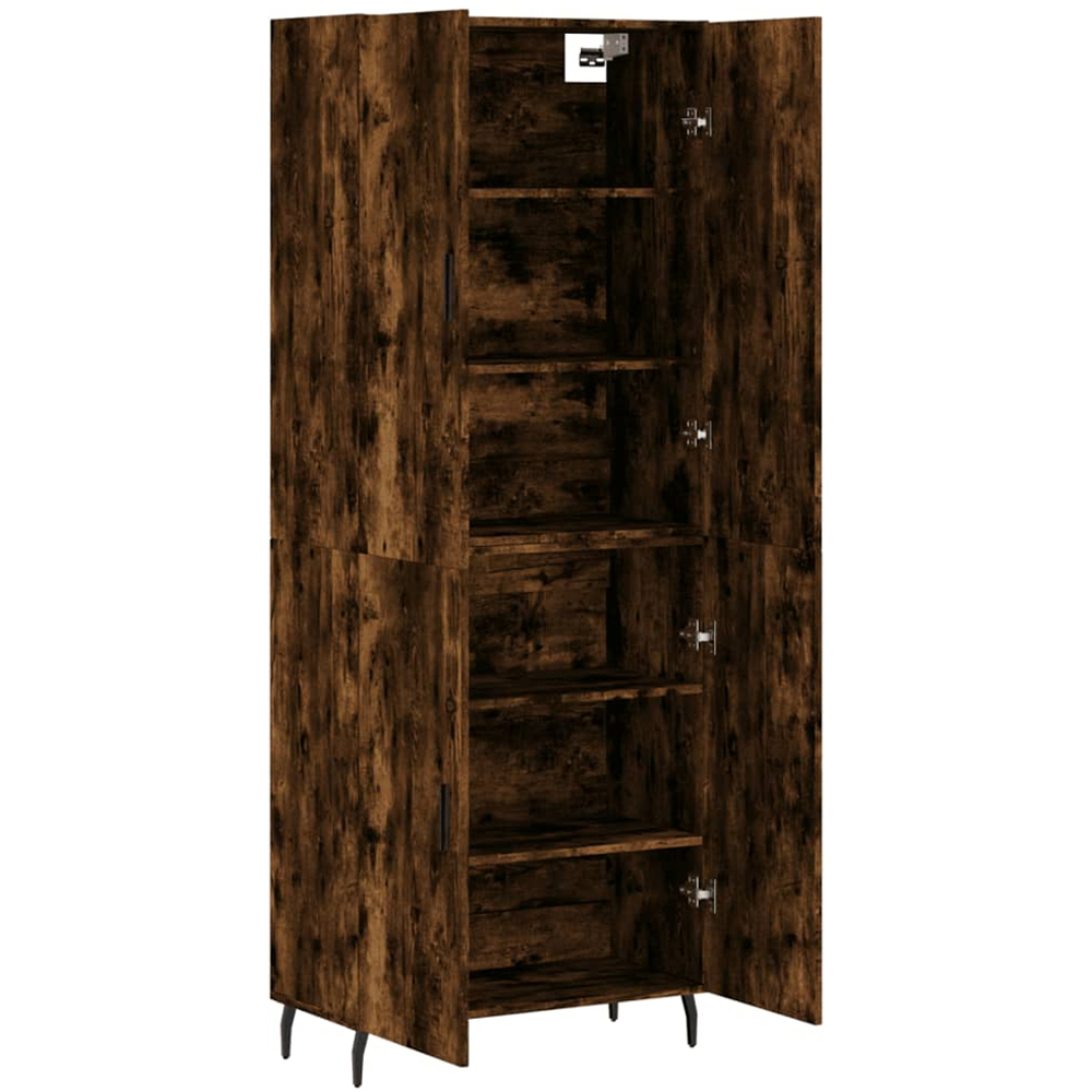 vidaXL 4 Door 6 Shelf Smoked Oak Highboard with Metal Legs Image 4