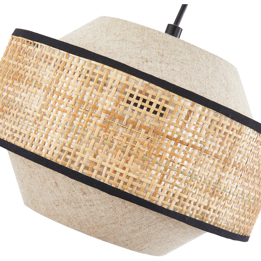 Happy Homewares Natural Linen and Woven Rattan Pendant Ceiling Light Image 5