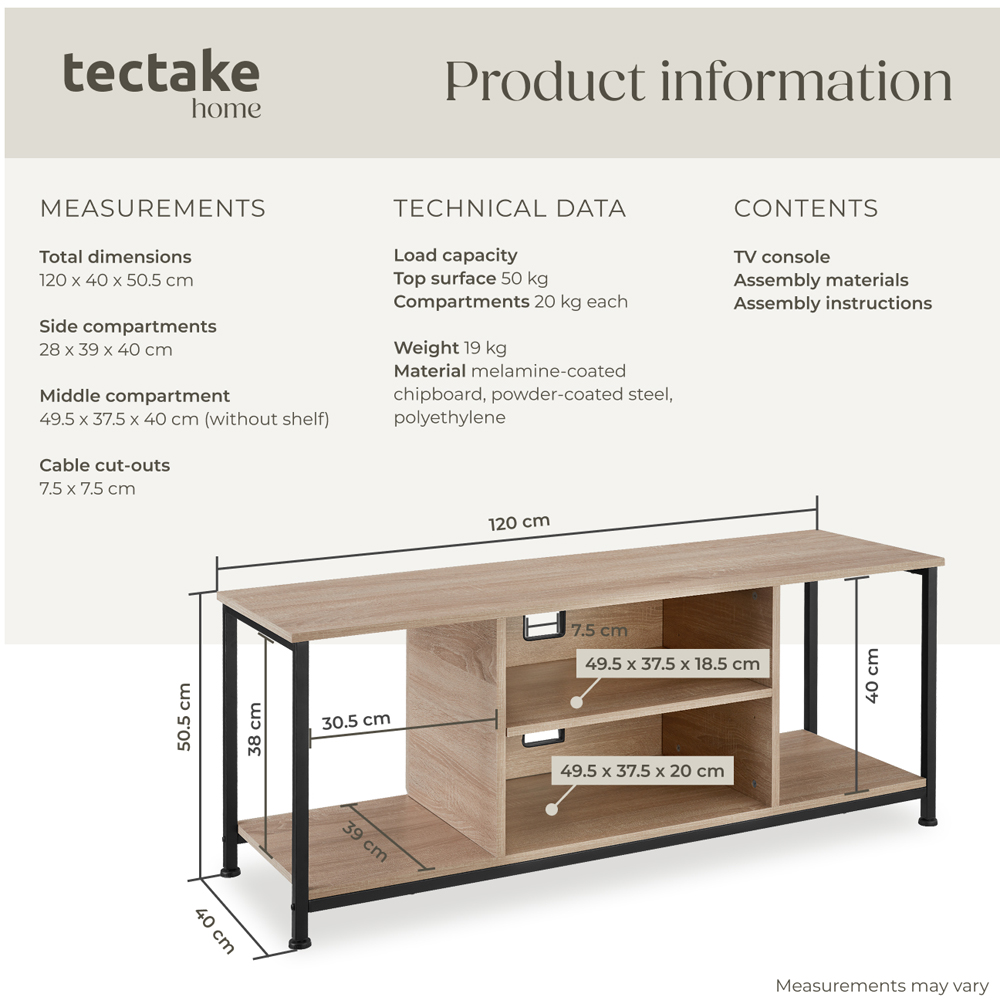 Tectake 4 Shelf Sonoma Oak TV Stand Image 9