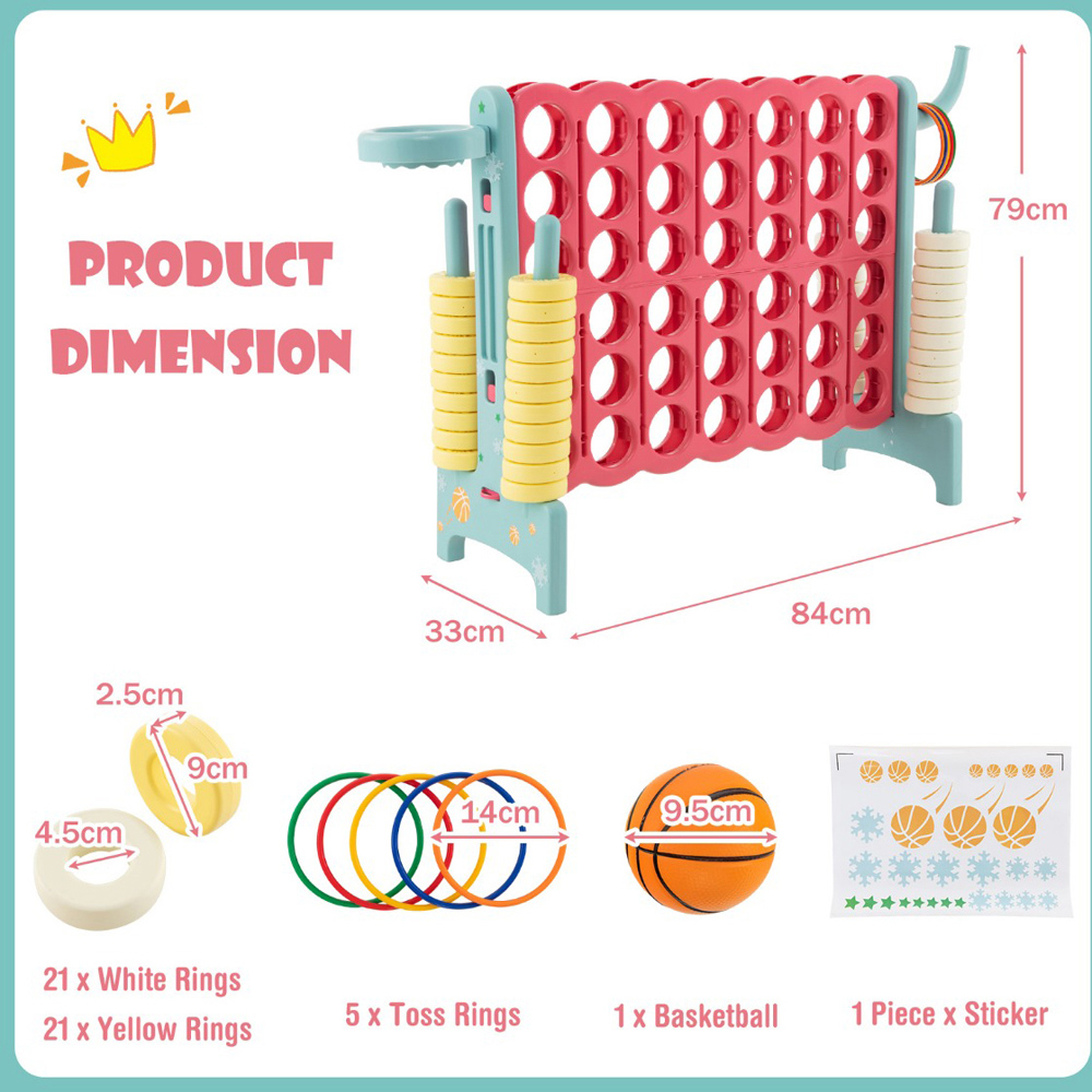 Costway Navy Giant 4 In A Row Connect Game Set with Basketball Hoop and Toss Ring Image 9