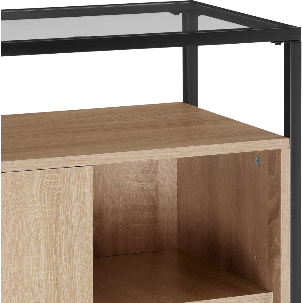 tectake Light Wood Oak Sonoma Glass Tabletop Coventry Sideboard Image 8