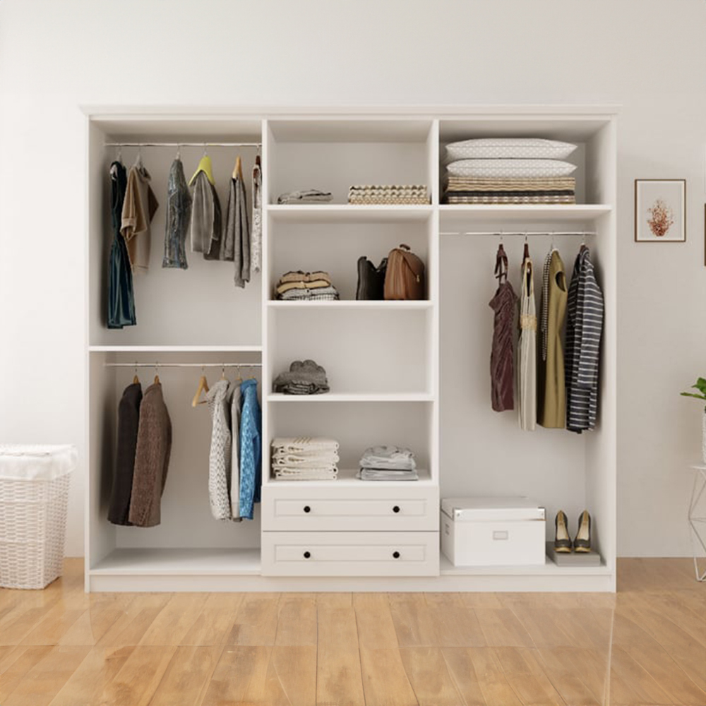 Evu VOLET 6 Door 2 Drawer White XL Mirrored Wardrobe Image 5
