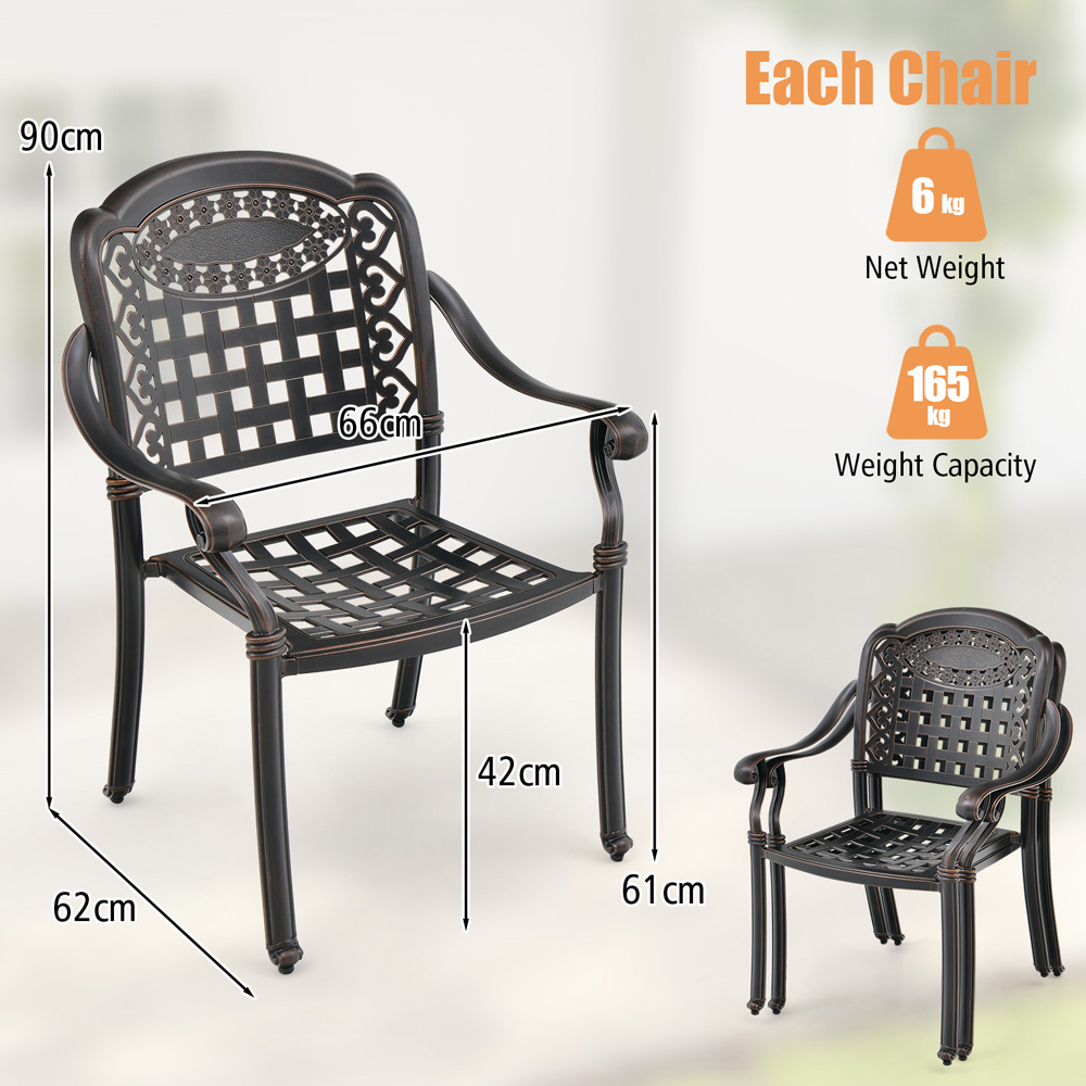 Costway Bronze Cast Aluminium Bistro Chair Set of 2 Image 9