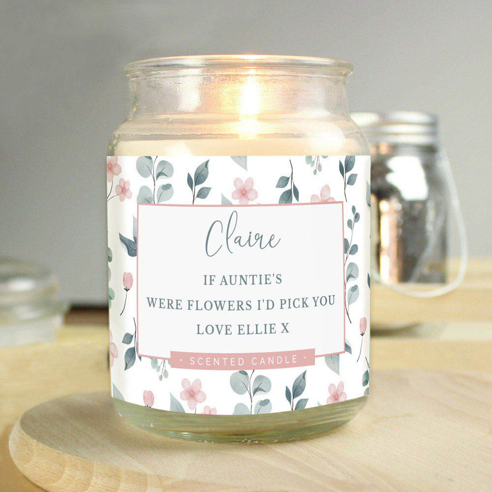 Personalised Memento Large Personalised Floral Scented Jar Candle Image 3