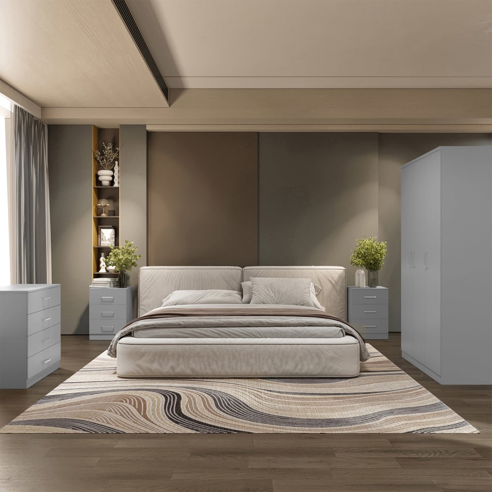 Seconique Dakota 3 Door Wardrobe Light Grey Bedroom Furniture Set Image 1