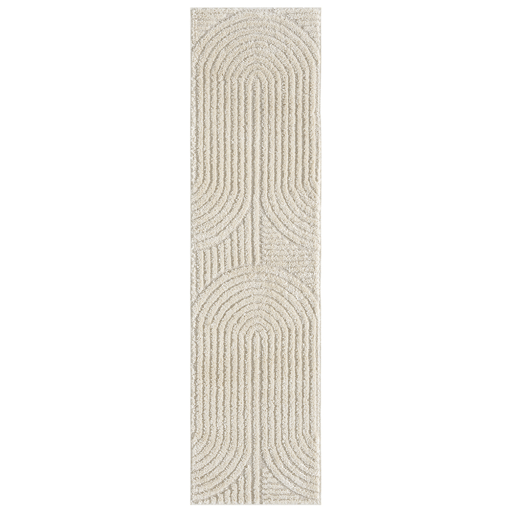 Desire Rugs Isabella Cream Embossed Mazia Arch Lines Rug 60 x 220cm Image 1