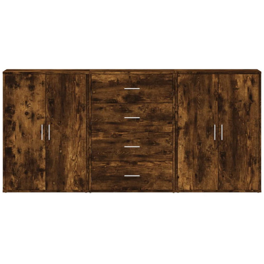 vidaXL 4 Door 4 Drawer Smoked Oak Sideboard Image 4