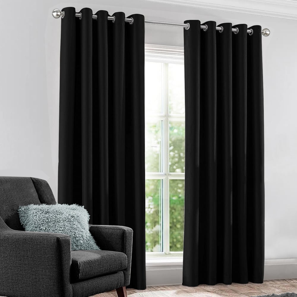 Velosso Kassidy Black Blackout Curtains 168 x 183cm Image 1