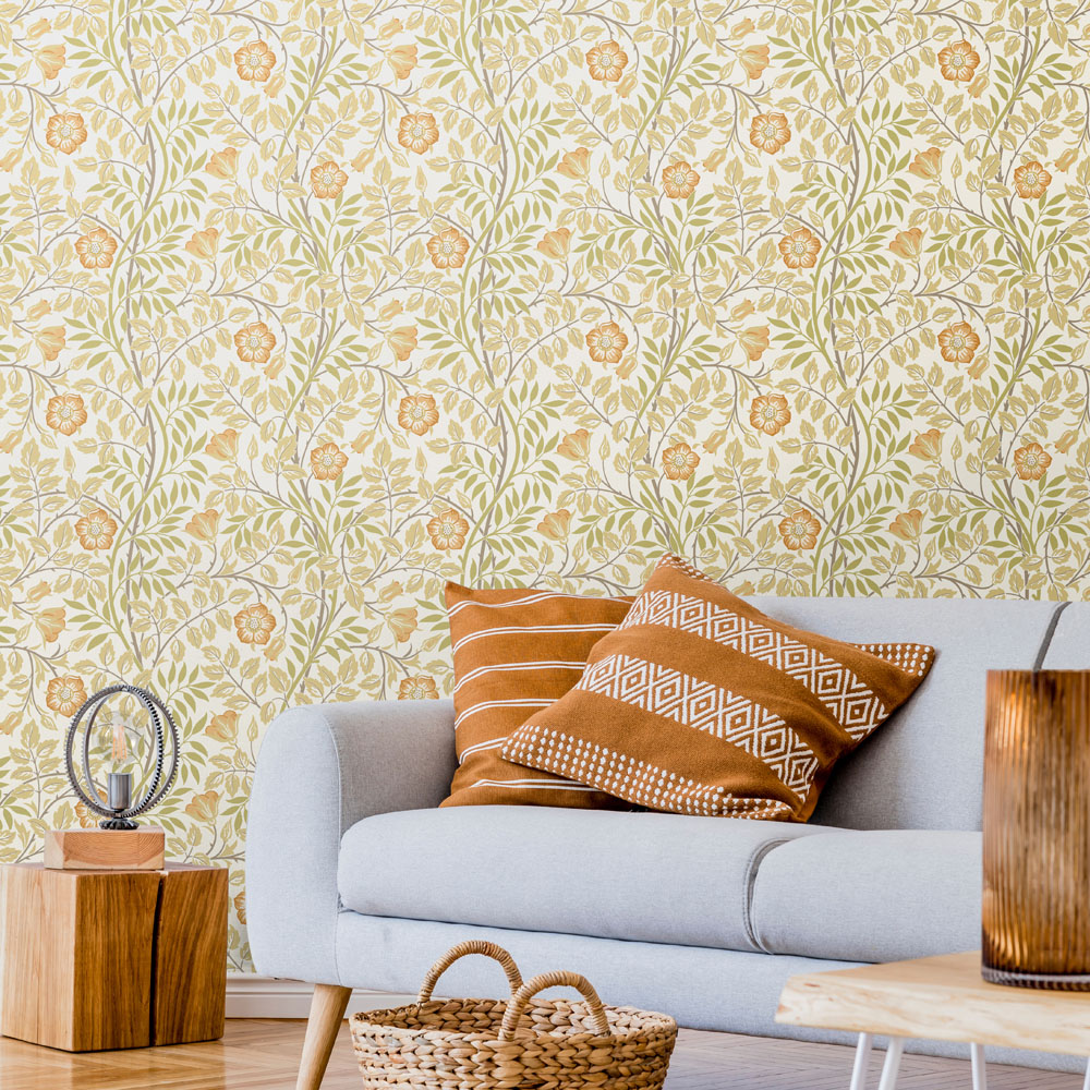 Hoopla Walls Rosehip Trail Soft Amber Non Woven Wallpaper Image 2