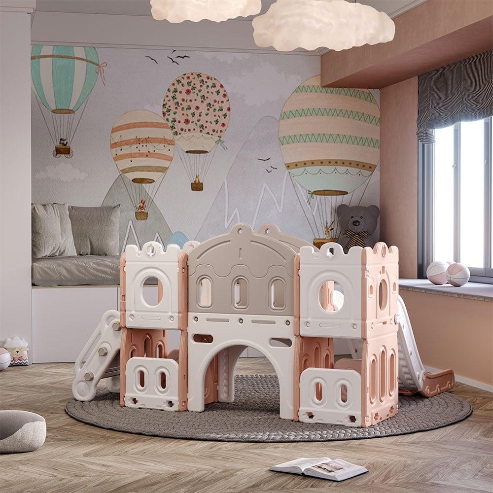 Living and Home Kids Pink and White Playset with Slide and Basket Hoop Image 7