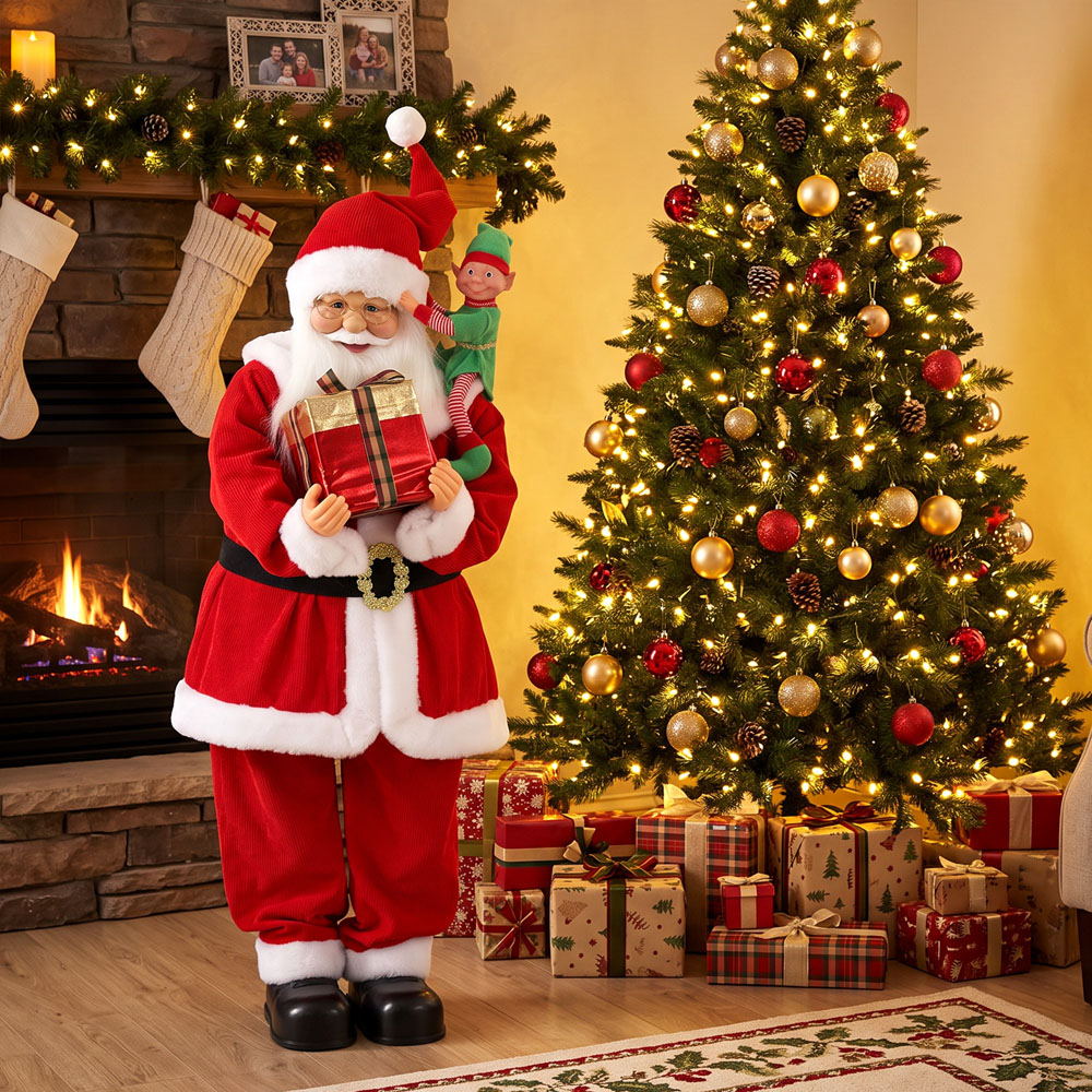 HOMCOM Singing and Dancing Santa Claus with Elf Gift Box Christmas Decoration 4ft Image 4