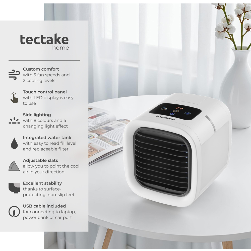 tectake Frosty White Portable Air Cooler 250ml Image 7