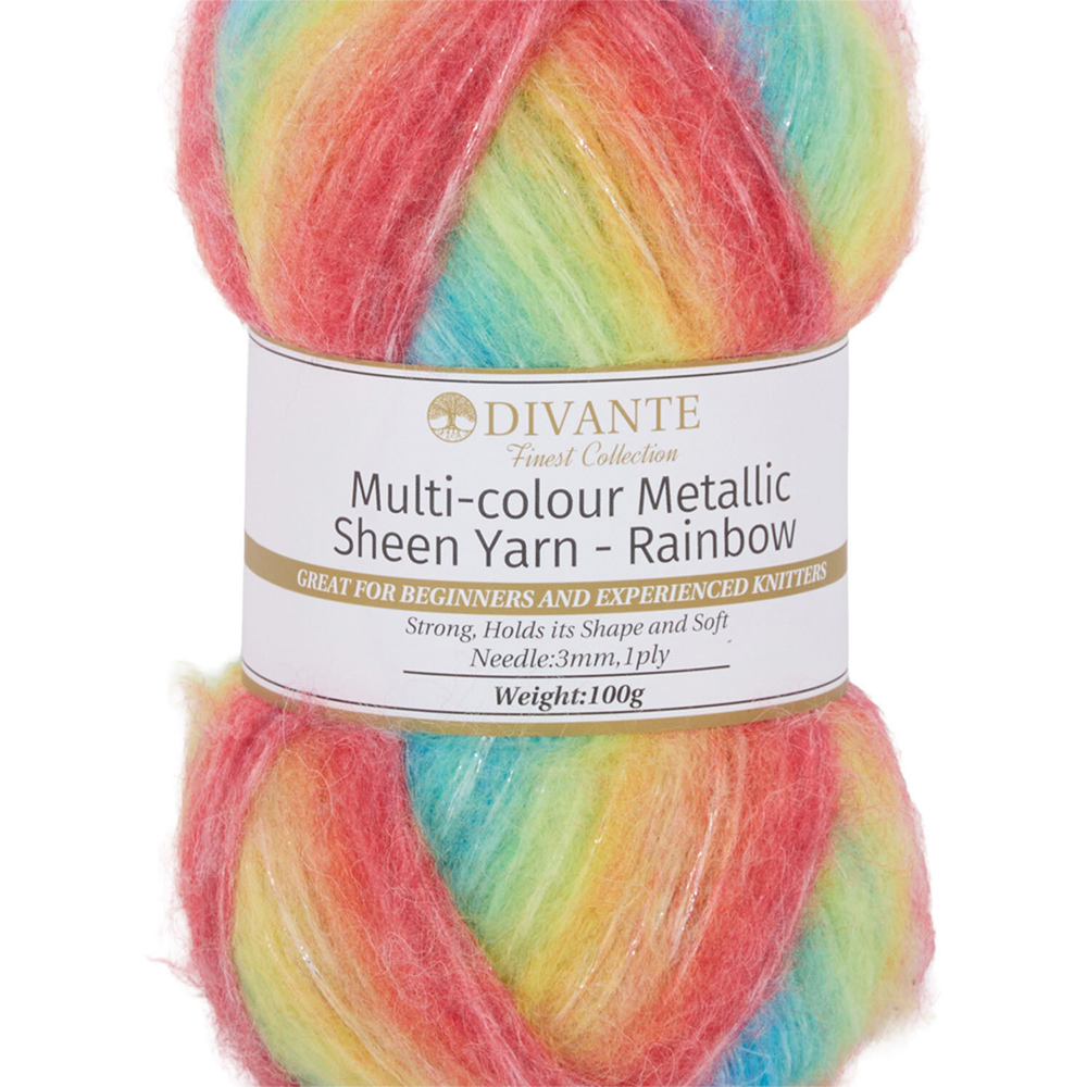 Multicolour Metallic Sheen Yarn Rainbow Image 2