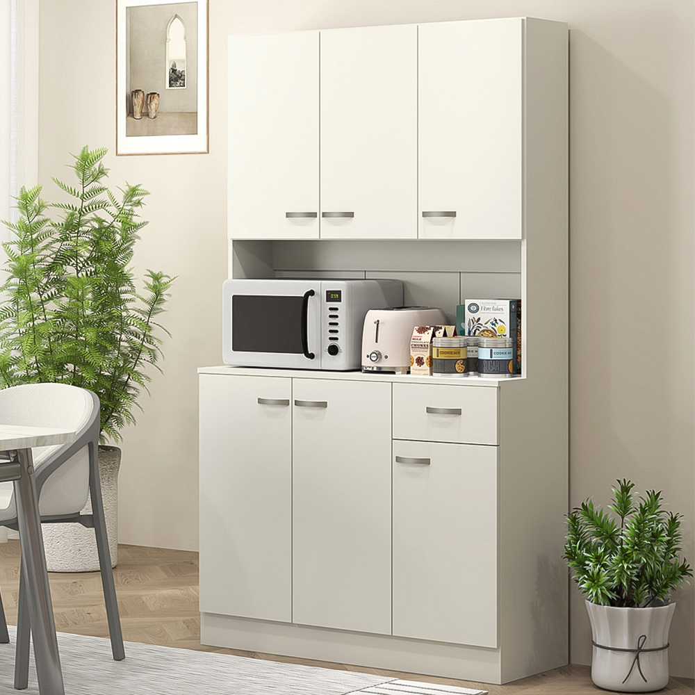 Portland 6 Door Cream White Freestanding Kitchen Cabinet Image 1