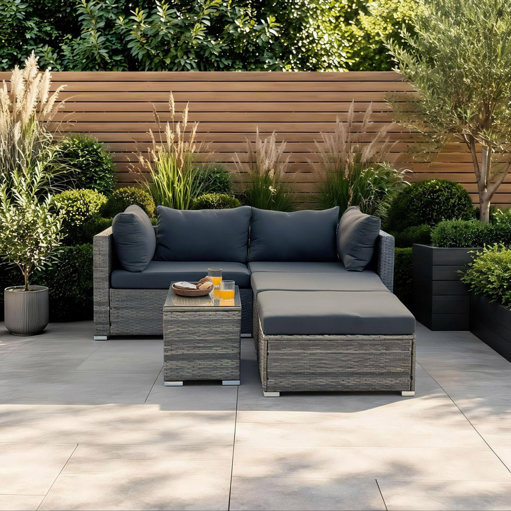 Home Source Solara 4 Seater Grey Garden Lounge Set Image 7