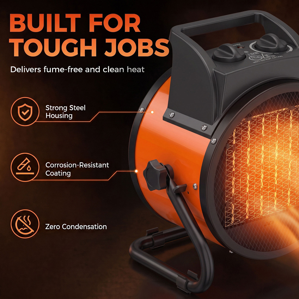 Outsunny Orange Tiltable Industrial Fan Heater with Adjustable Thermostat 9554BTU 2800W Image 6