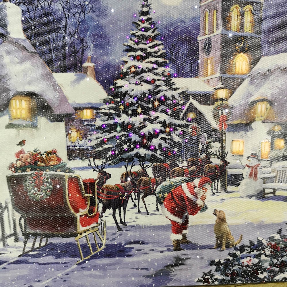Samuel Alexander Snowtime Santa And Village Christmas Light Up Wall Art 30 x 40cm Image 3