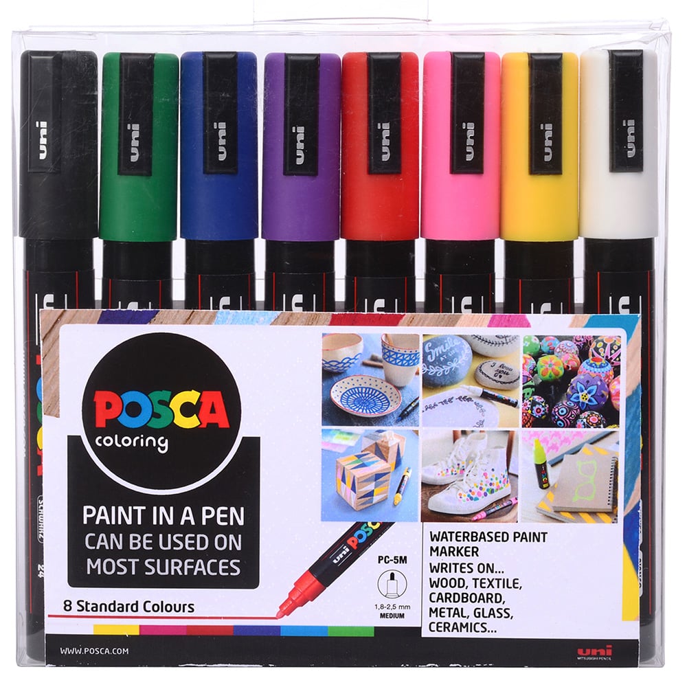 Uni Posca Standard Colour Medium Marker Pen 8 Pack Image