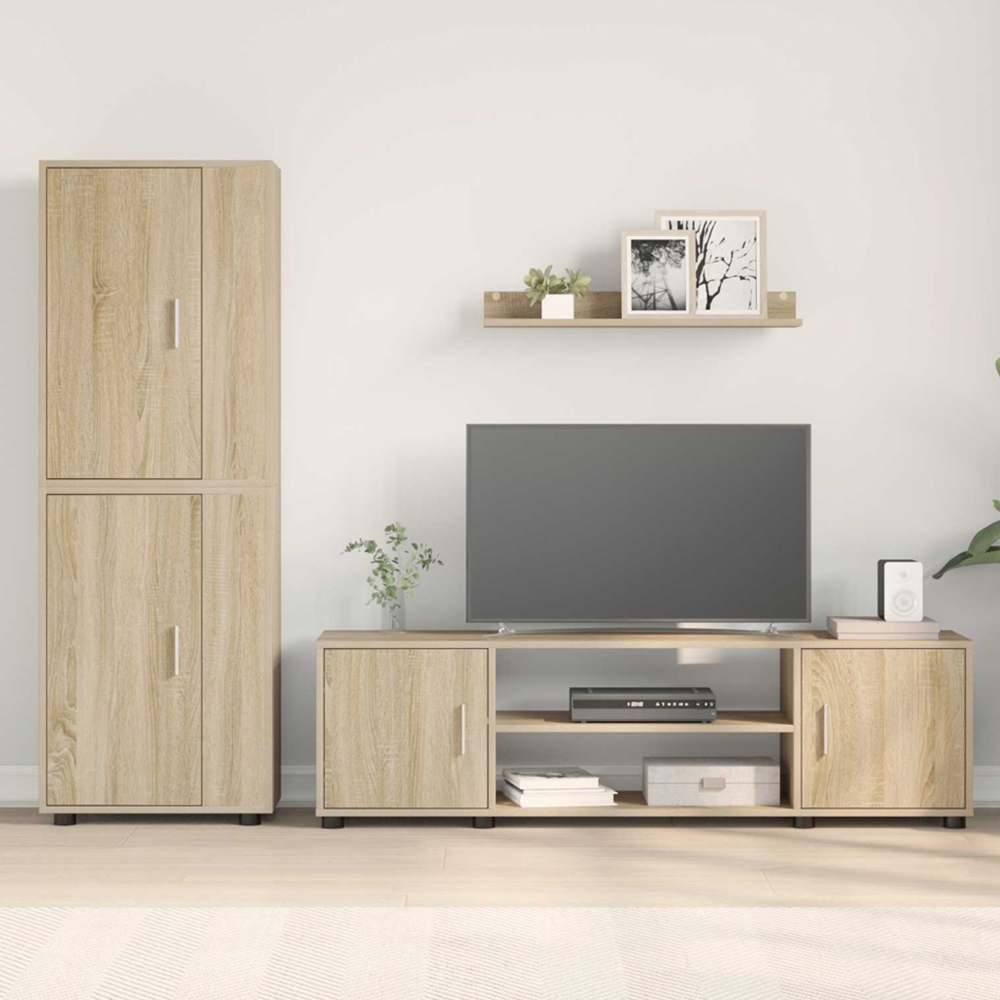 vidaXL Sonoma Oak Wall Mounted 4 Piece TV Cabinet Set Image 1