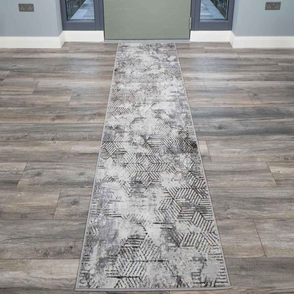 Kukoon Hatton Busby Gold Abstract Rug 60 x 240cm Image