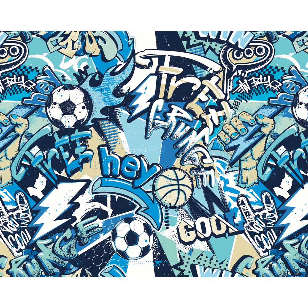 Origin Murals Sports Graffiti Blue Mix Wall Mural Medium Image 2