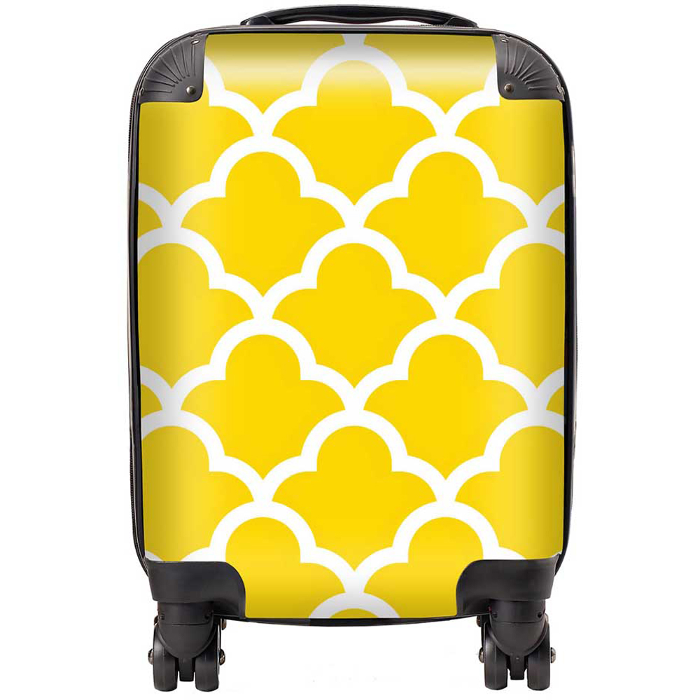 Warren Reed Designer Small Geometric Yellow Quatrefoil Wave Suitcase Image 1