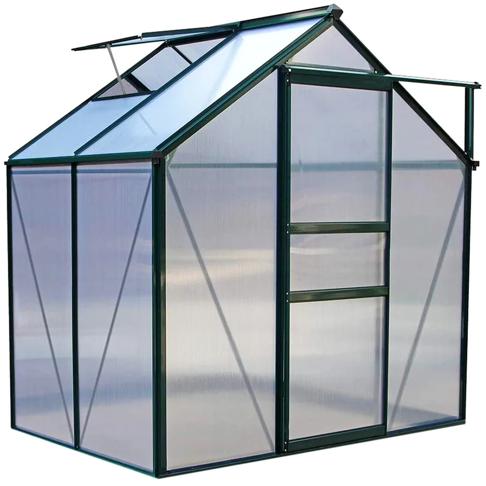 MonsterShop Green 6 x 4ft Polycarbonate Greenhouse Image 1
