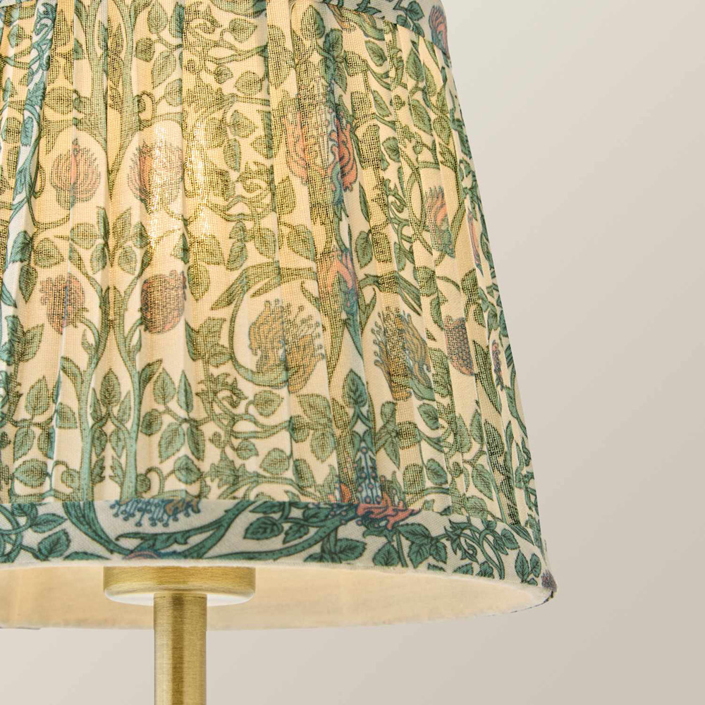 ValueLights Lowe Green Floral Pleated Shade Gold Rechargeable Table Lamp with Bulb Image 4