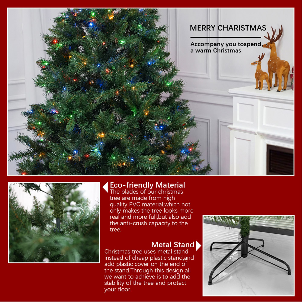 Abrihome Pre-Lit Green Artificial Christmas Tree 6ft Image 4