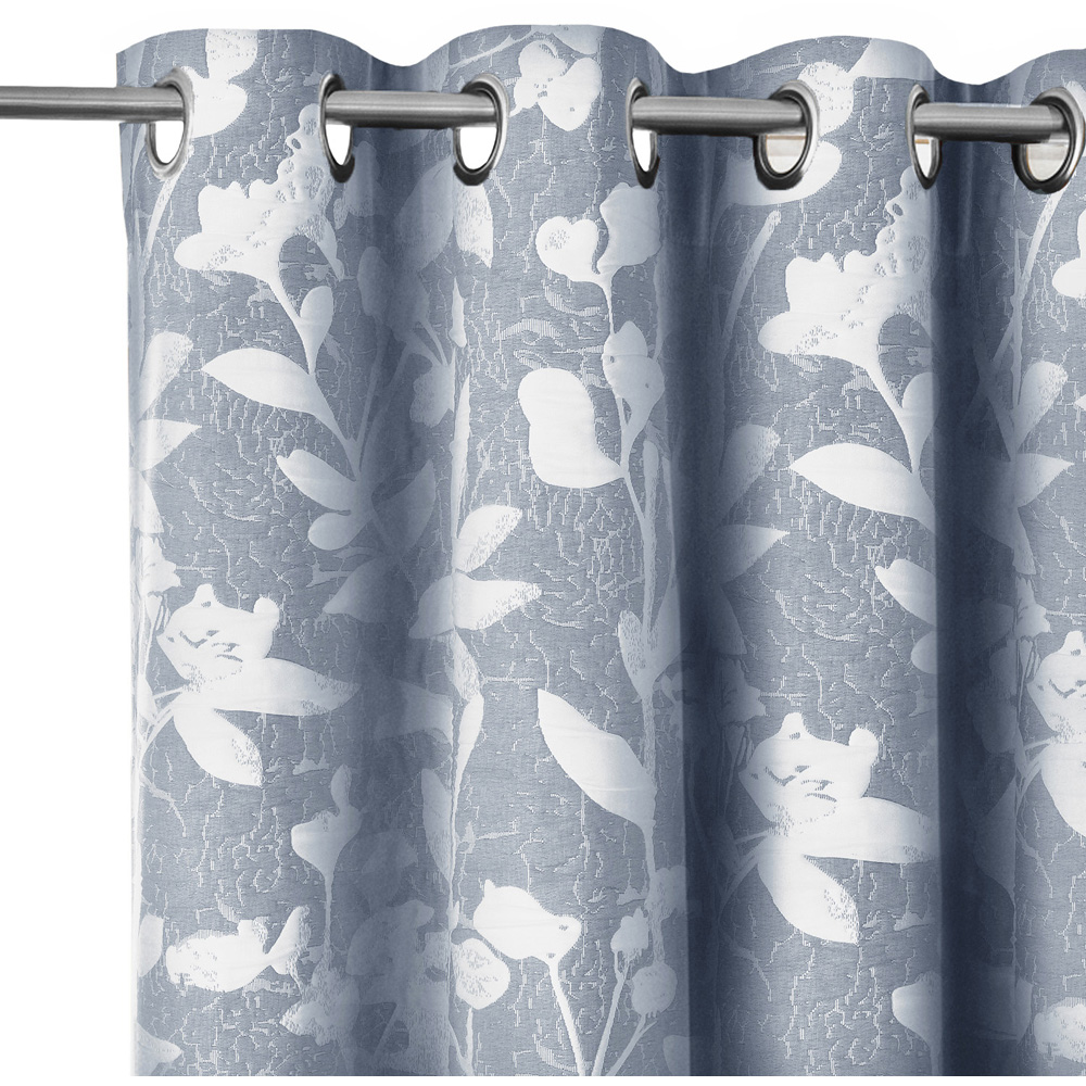 Sweet Dreams Ashbury Blue Botanical Fully Lined Ringtop Curtains 168 x 183cm Image 2