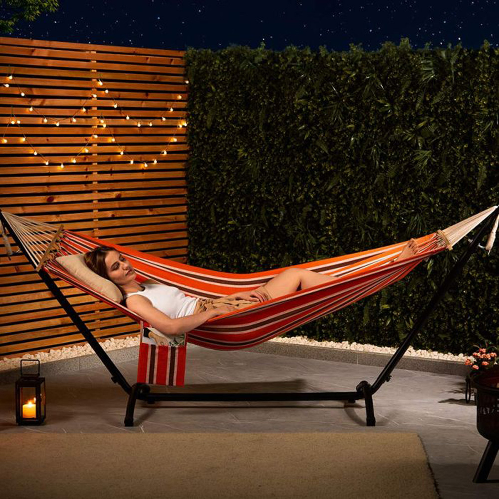 VonHaus Orange Hammock with Metal Frame Image 3