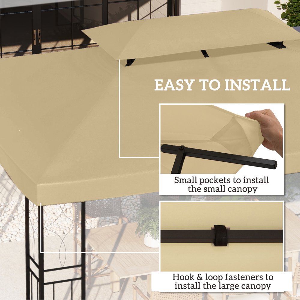 Outsunny 3 x 4m Cream White 2 Tier Gazebo Replacement Canopy Image 5