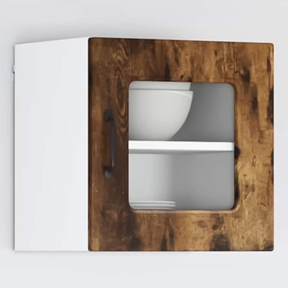 vidaXL Kalmar Single Glass Door Smoked Oak Wall Mounted Kitchen Cabinet Image 1