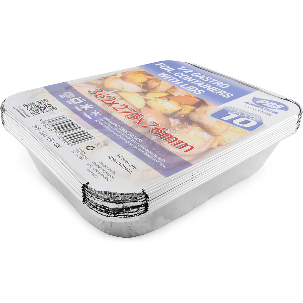 Pack of 10 Disposable Half Gastro Foil Trays with Lids Image 4