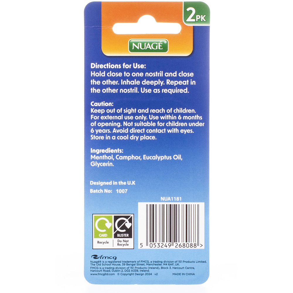 Pack of 2 Nasal Stick Vapour Inhalers Image 2