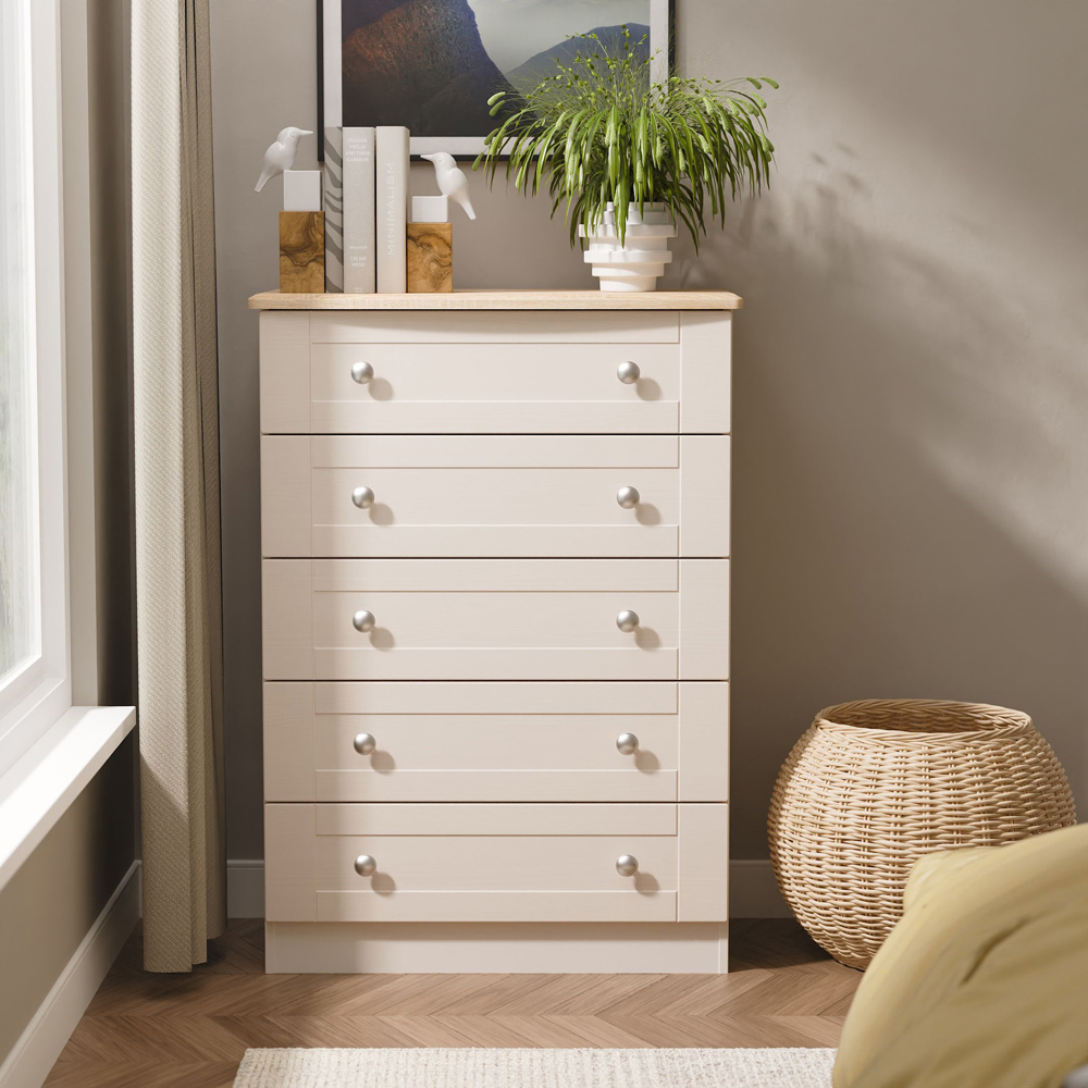 Crowndale Sussex 5 Drawer Kashmir Ash and Bardolino Oak Chest of Drawers Ready Assembled Image 7