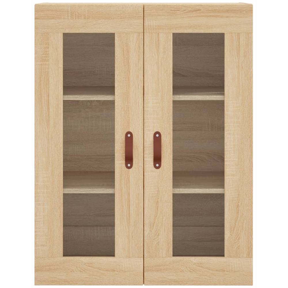 vidaXL 2 Glass Door Brown Sonoma Oak Wall Mounted Cabinet Image 4