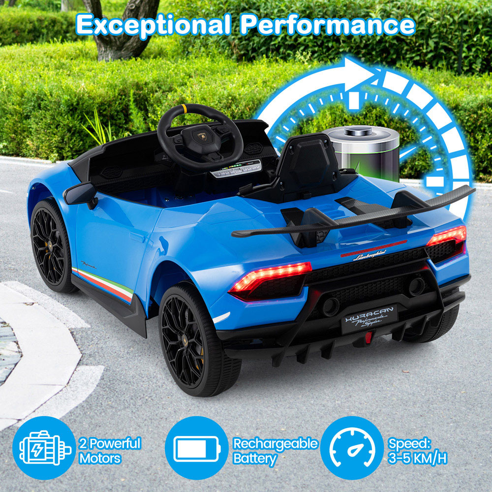 Costway Blue Kids Ride On Lamborghini Car with Remote Control Image 7
