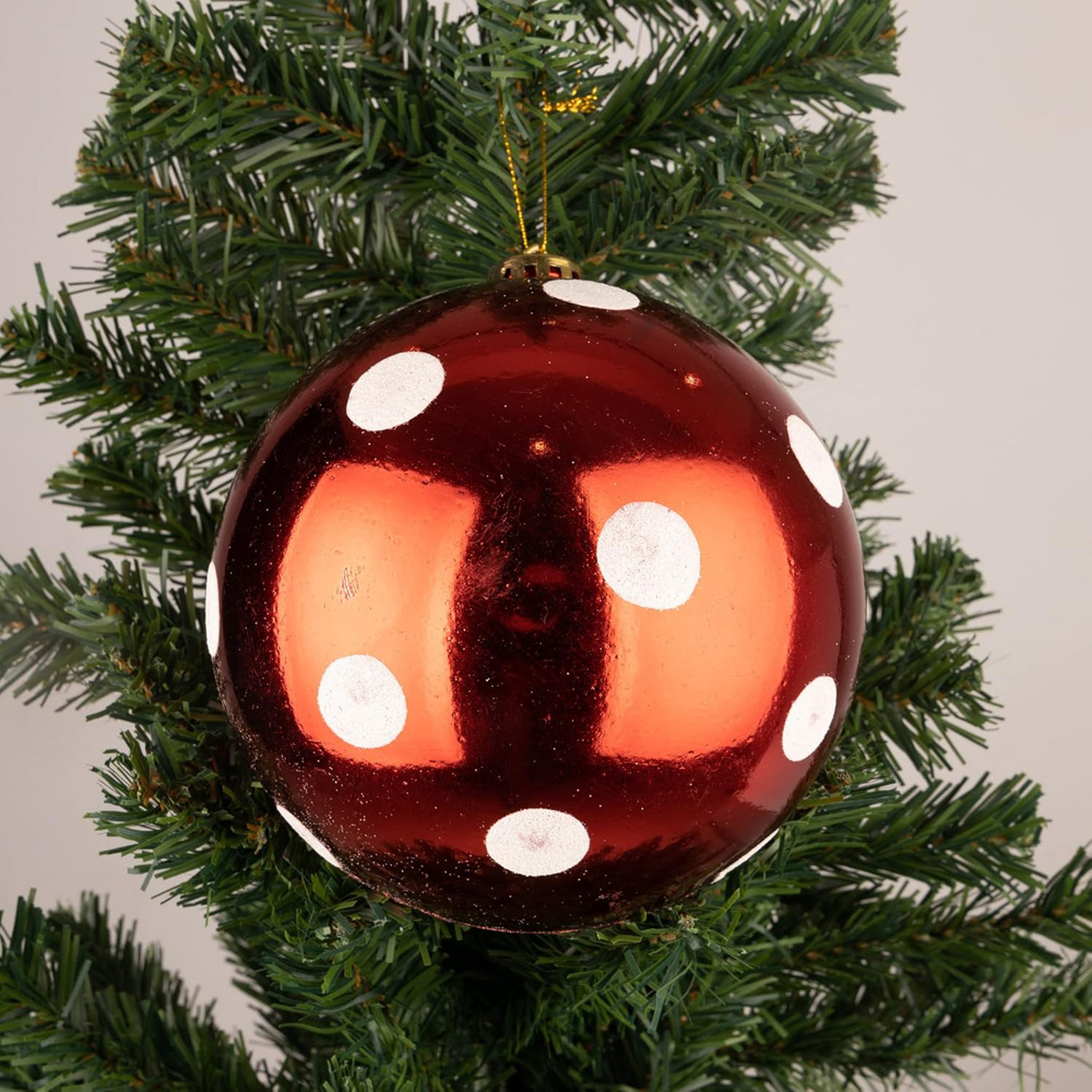 Shatchi 6cm Red and White Polka Dot Shatterproof Christmas Bauble 6 Pack Image 5