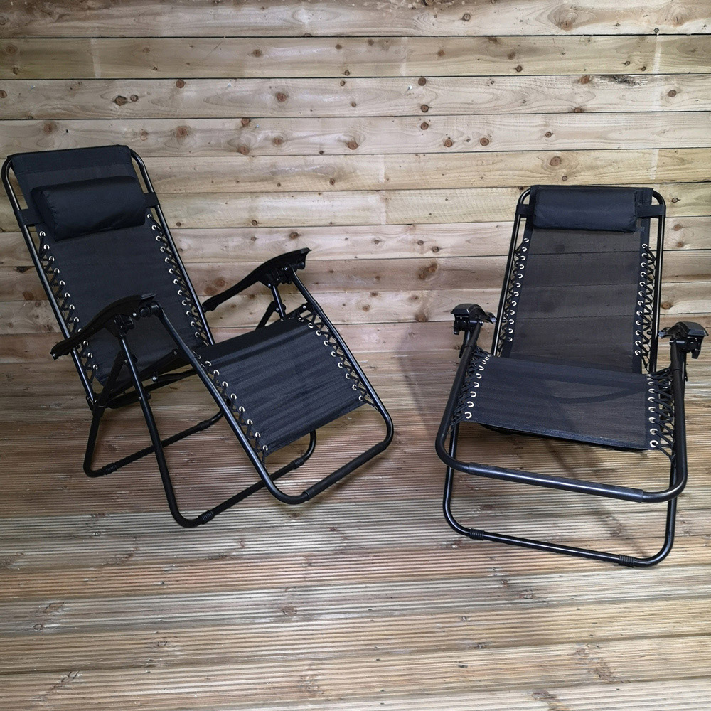 Samuel Alexander Set of 2 All Black Textoline Garden Relaxer Chair Image 1