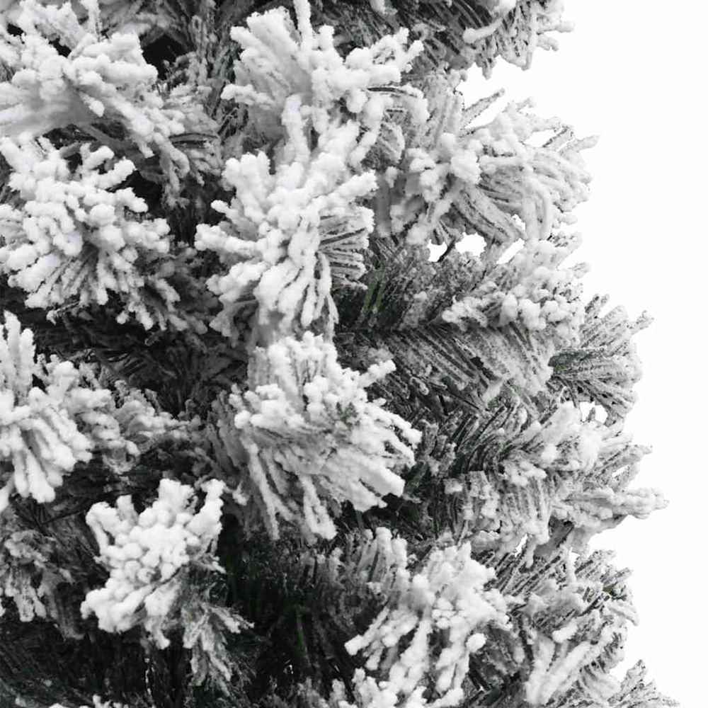 vidaXL 300 LED Pre-Lit White Baubles Green Artificial Snow Flocked Christmas Tree 7ft Image 7