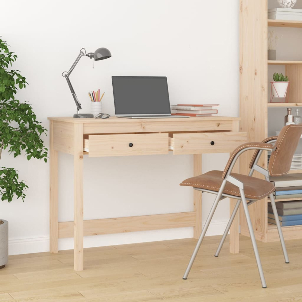 vidaXL 2 Drawer Computer Desk Brown Image 8