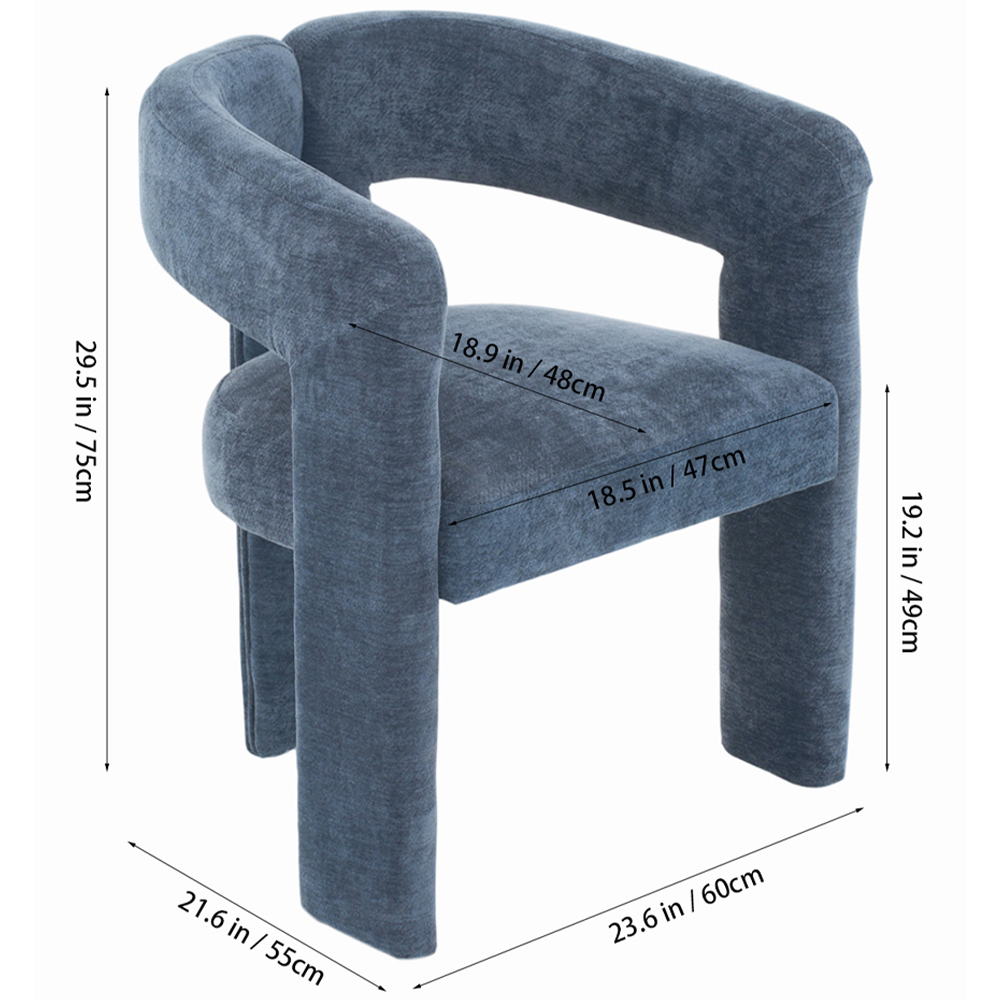 Living and Home Blue Chenille Upholstered Accent Chair Image 9