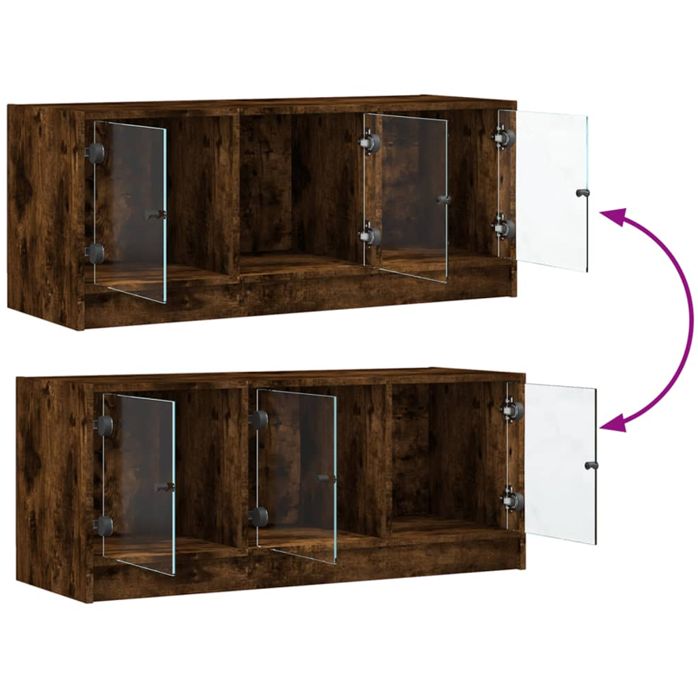 vidaXL 3 Glass Door Smoked Oak TV Cabinet Image 9