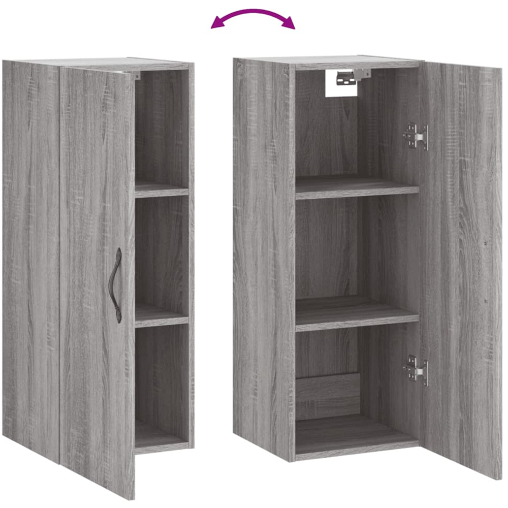 vidaXL Single Door Grey Sonoma Wall Mounted Slim Storage Cabinet Image 9
