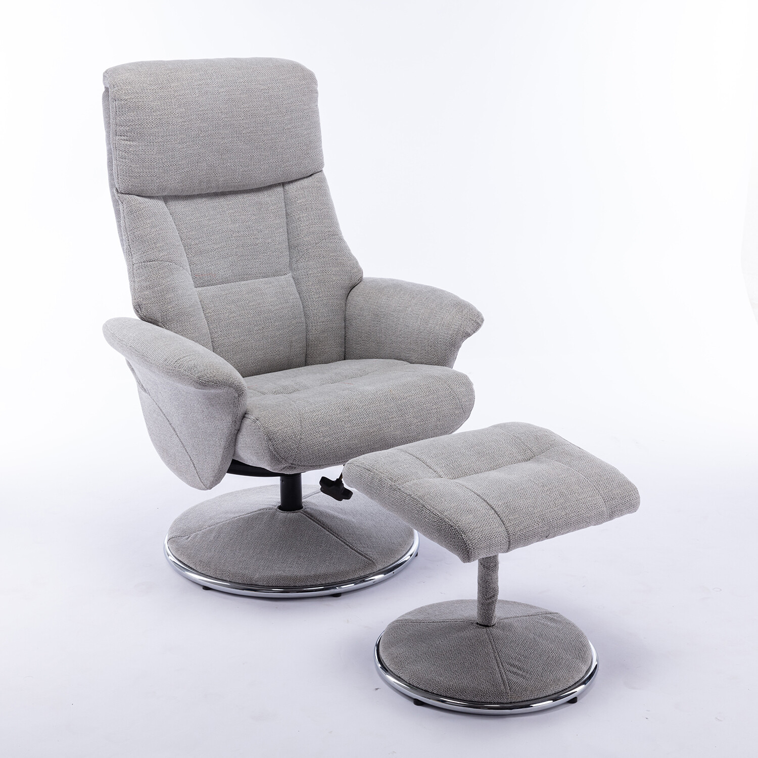 Madrid Grey Fabric Swivel TV Chair with Footrest Image 5