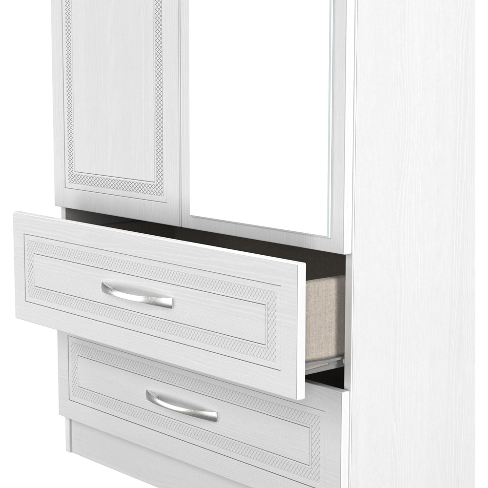 Crowndale Dorset 2 Door 2 Drawer Signature White Mirrored Wardrobe Ready Assembled Image 7