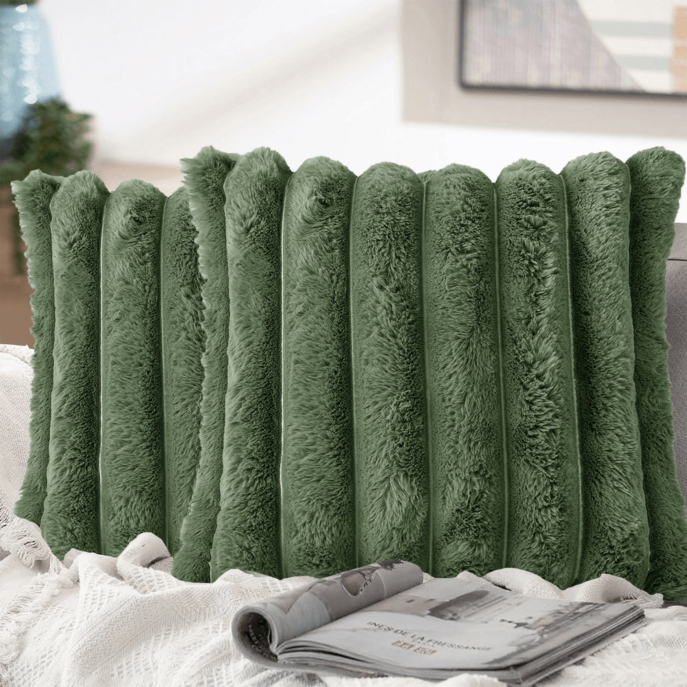 Velosso Olive Chunky Cord Cushion Cover 43 x 43cm Image 2